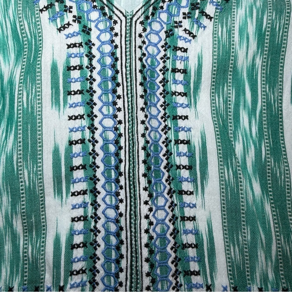 J Jill Embroidered V Neck Luxurious Cotton Dress Boho Beach Vaca Pockets Large - Picture 3 of 11